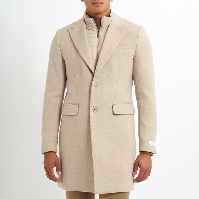 Gianni Feraud Taupe Insert Wool Blend Coat