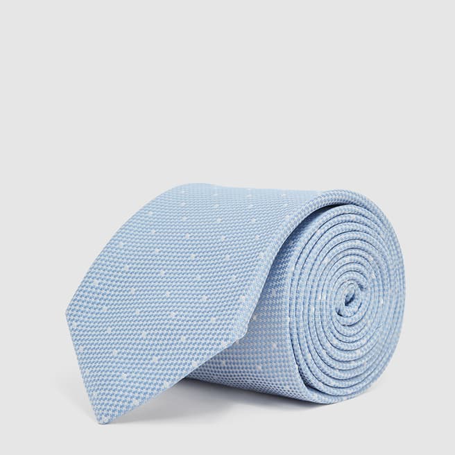Reiss Blue Liam Polka Dot Silk Blend Tie
