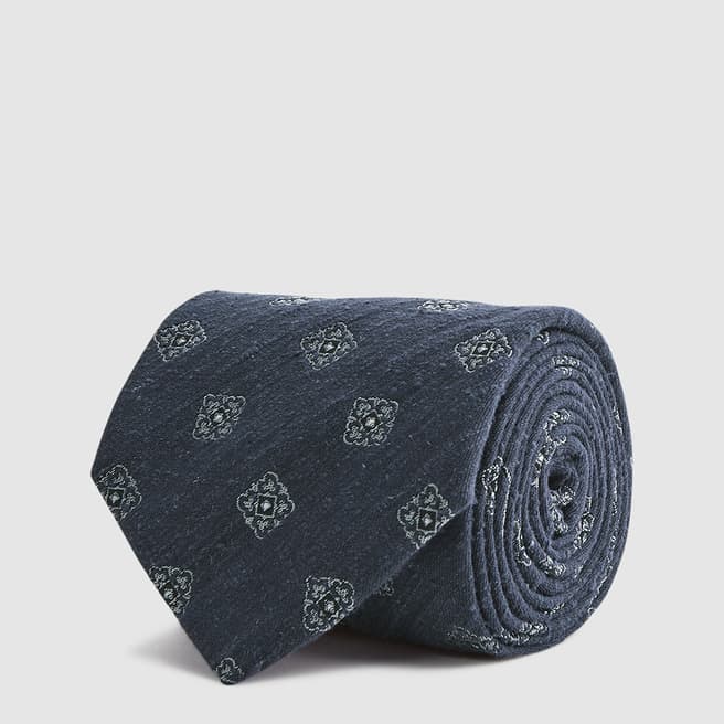 Reiss Navy Capraia Textured Silk Blend Tie