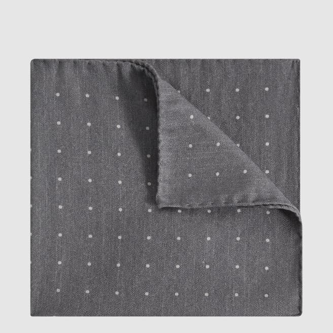Reiss Grey Tuscan Polka Dot Wool Blend Pocket Square