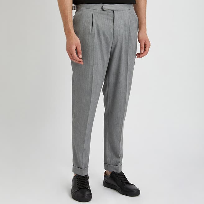 Reiss Grey Harvey Pleated Trousers