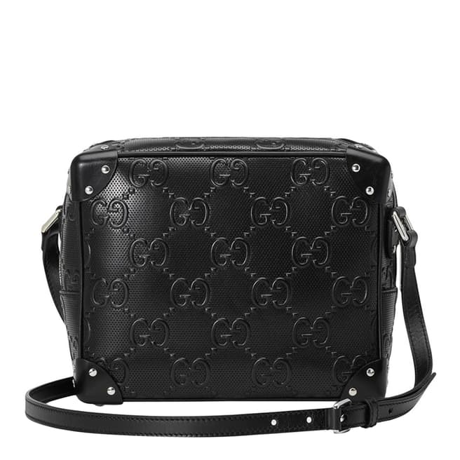 Gucci Gucci Black GG Embossed Shoulder Bag 
