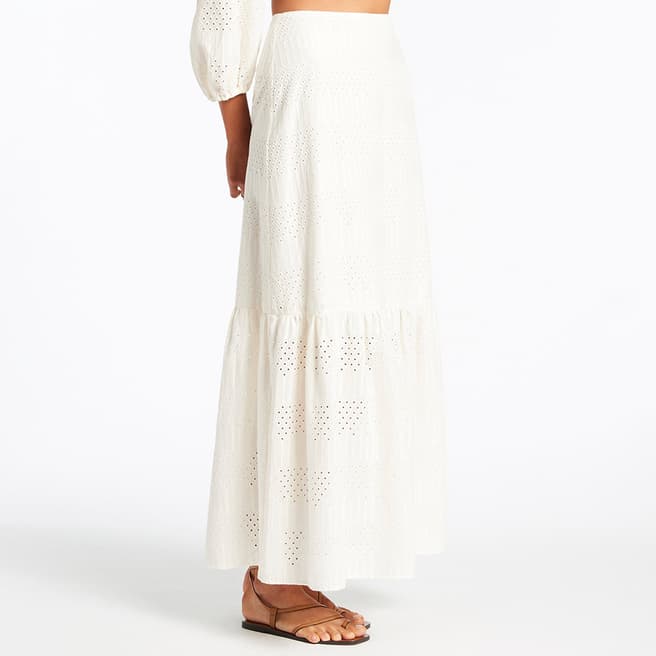 Jets Cream Broderie Tiered Maxi Skirt
