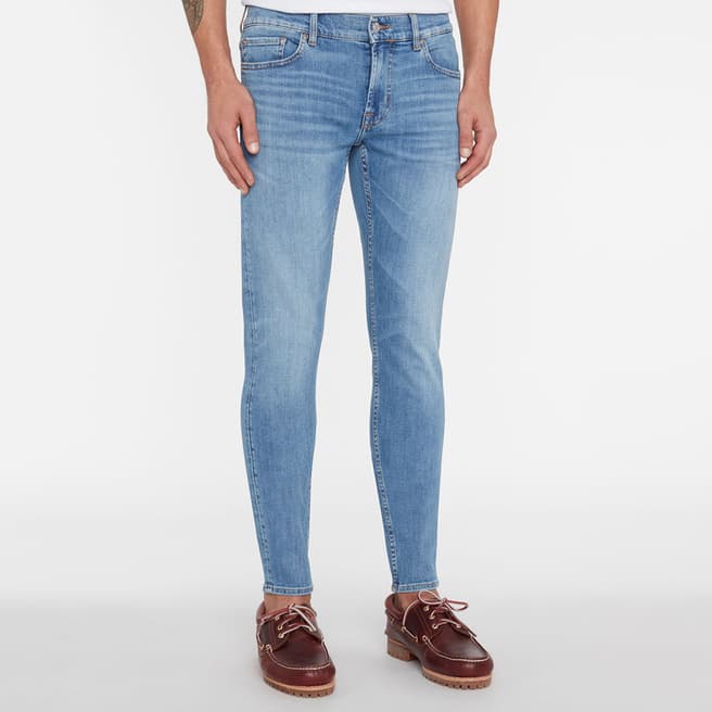7 For All Mankind Light Blue Tapered Stretch Jeans