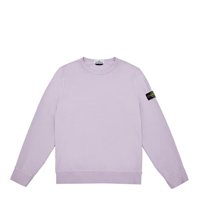 Stone Island Purple Crewneck Fleece Cotton Sweatshirt
