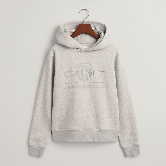 Gant Teen's Light Grey Tonal As Cotton Blend Hoodie