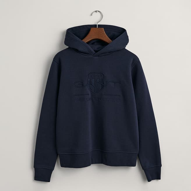 Gant Teen's Navy Tonal As Cotton Blend Hoodie