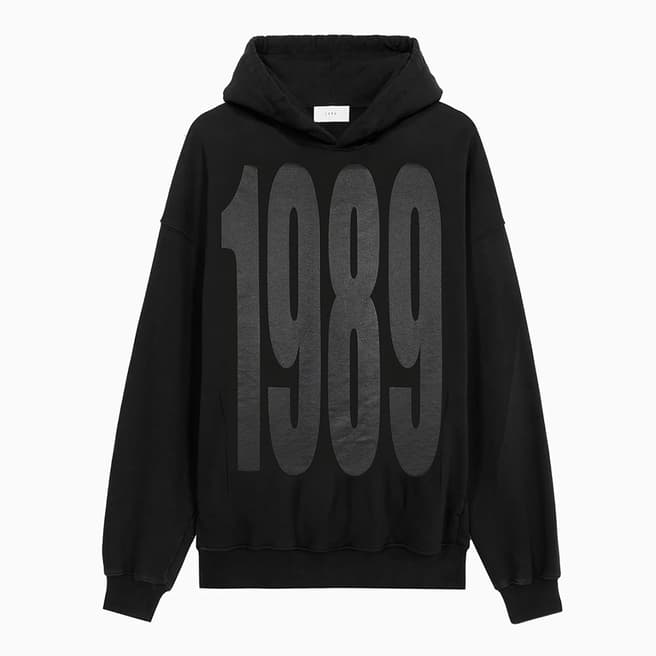 1989 Studio Black Faded Logo Cotton Hoodie
