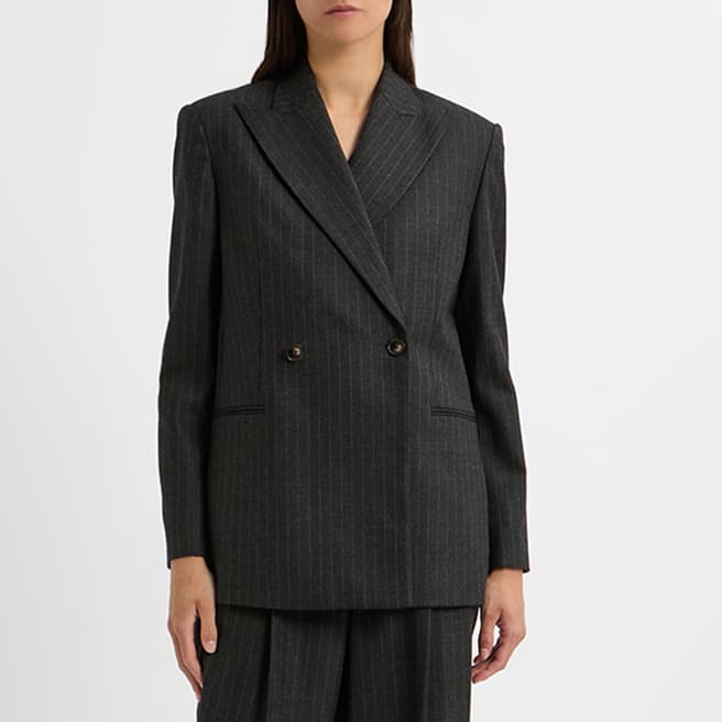 N°· Eleven Charcoal Pinstripe Wool Blend Blazer