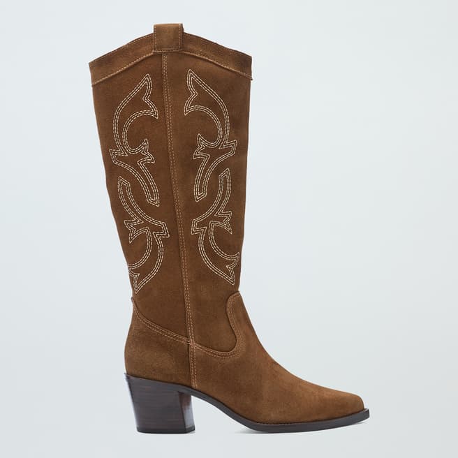 N°· Eleven Tan Suede Cowboy Boot