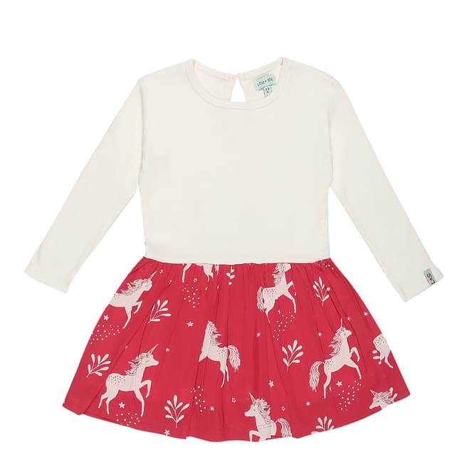 Lilly + Sid Cream and Red Unicorn Skirt Dress