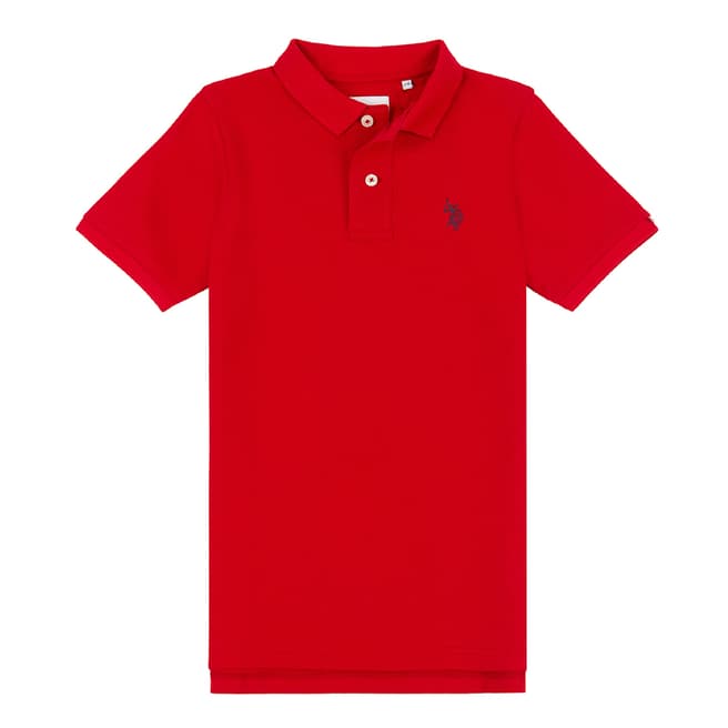 U.S. Polo Assn. Boy's Red Pique Cotton Polo Shirt