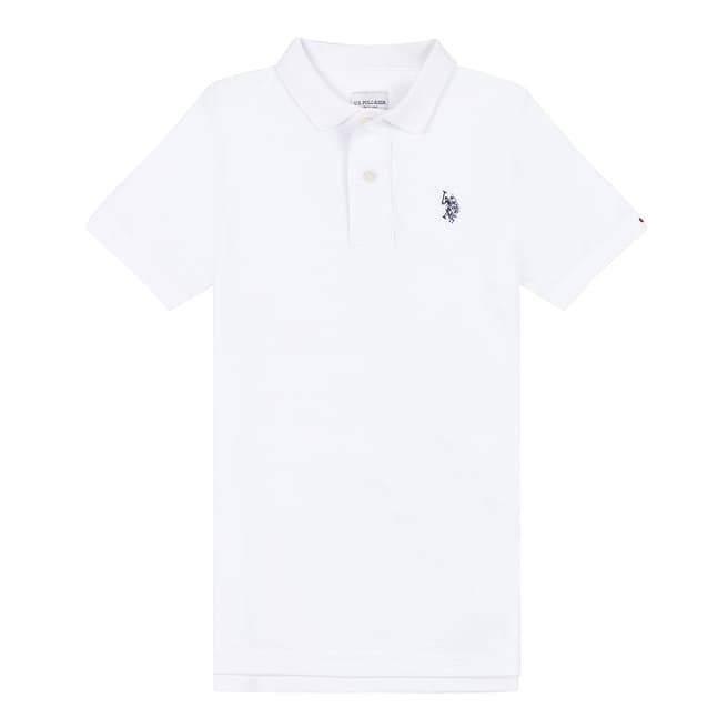 U.S. Polo Assn. Boy's White Pique Cotton Polo Shirt