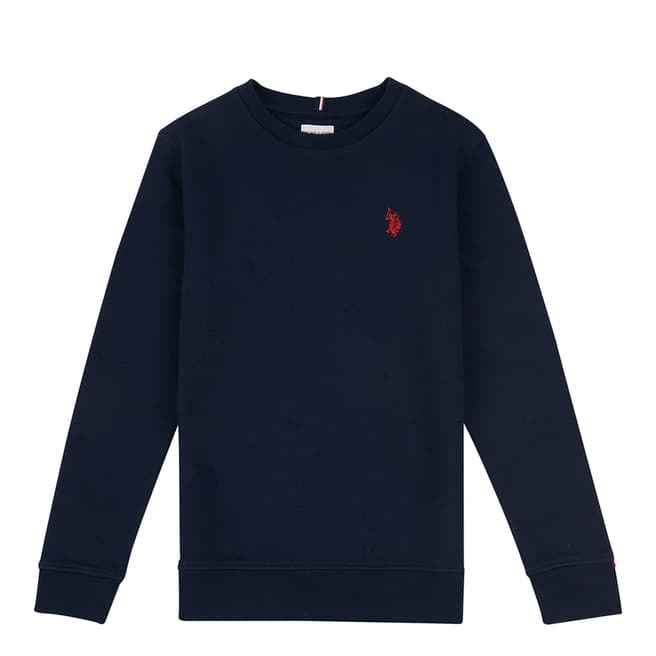 U.S. Polo Assn. Boy's Navy Crew Cotton Blend Sweatshirt