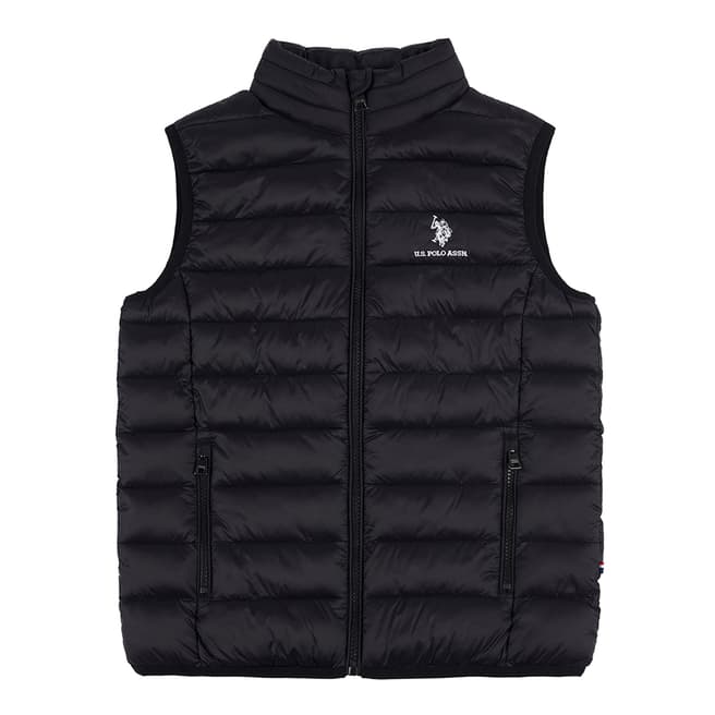 U.S. Polo Assn. Boy's Black Bound Quilted Gilet