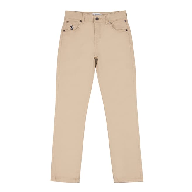 U.S. Polo Assn. Boy's Beige Core Cotton Blend Trousers