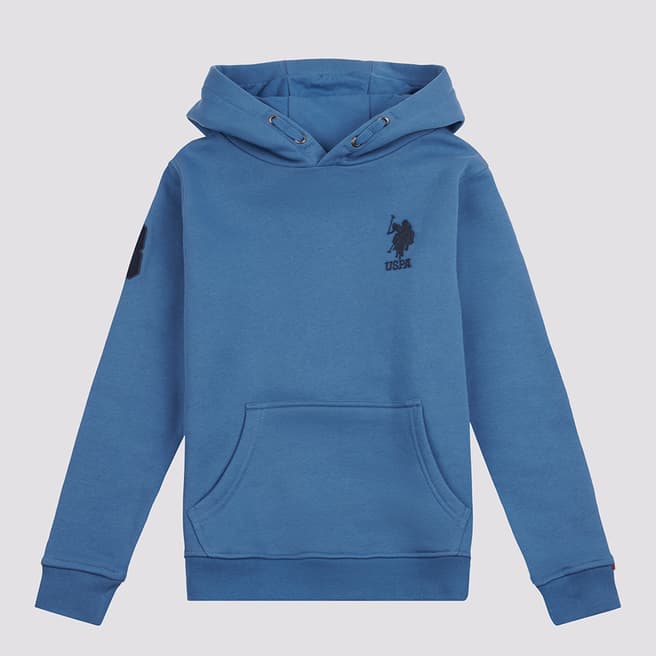 U.S. Polo Assn. Boy's Blue Cotton Zopped Hoodie