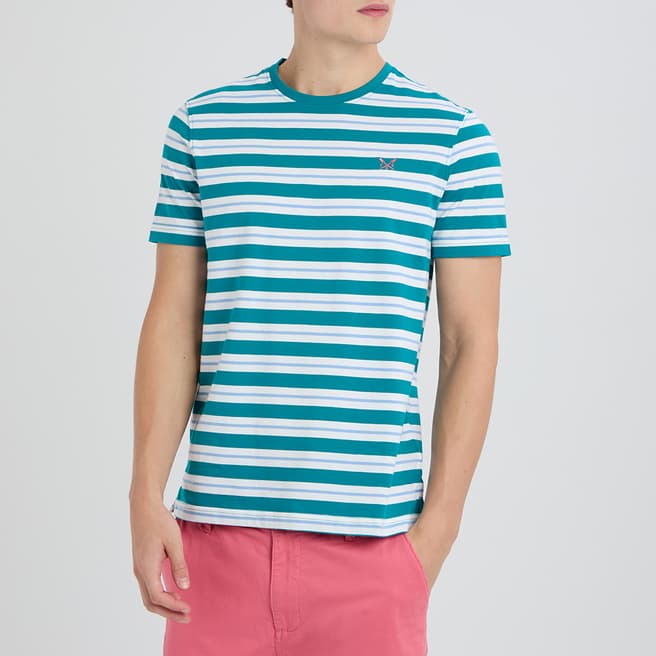 Crew Clothing Teal Multi-Striped Cotton T-Shirt