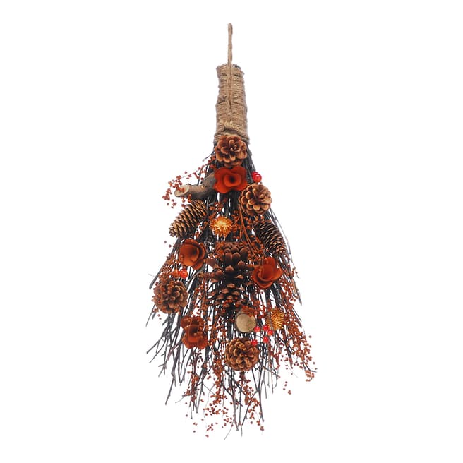 Festive Pinecone & Orange Flower Bouquet 50cm