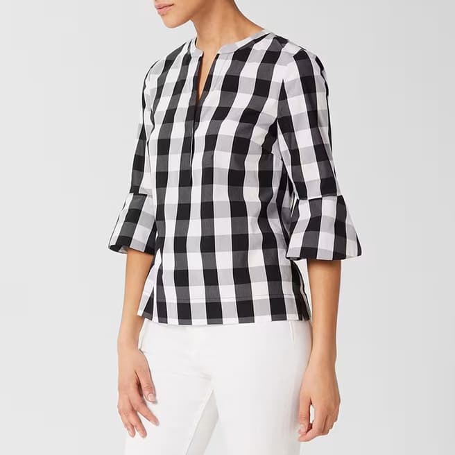 Hobbs London Black/White Acacia Cotton Blend Top