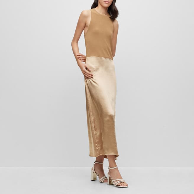 BOSS Tan Flaurelia Midi Dress