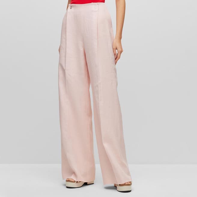 BOSS Pale Pink Tapito Linen Blend Trousers