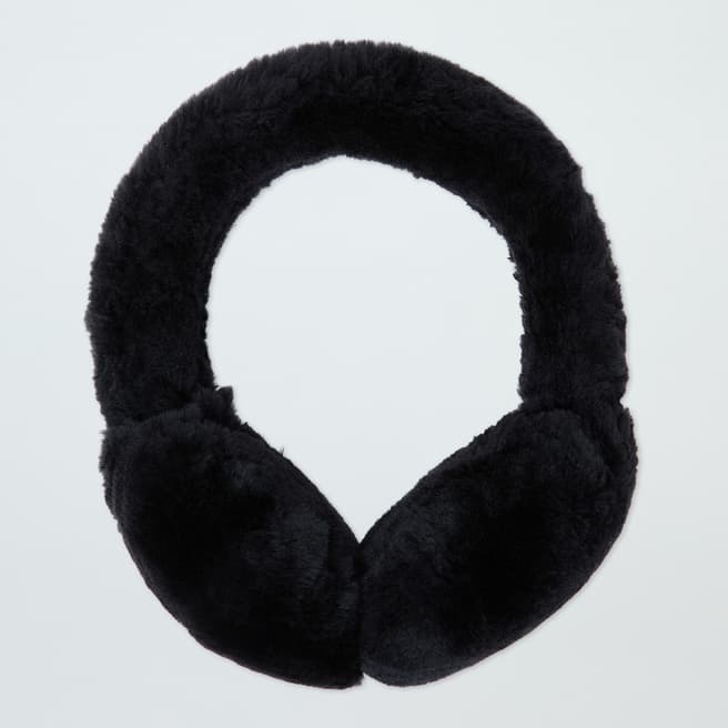 N°· Eleven Black Shearling Fur Out Earmuffs