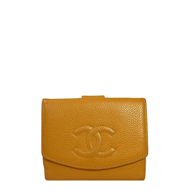 Vintage Chanel Yellow Chanel Coco Mark Wallet 