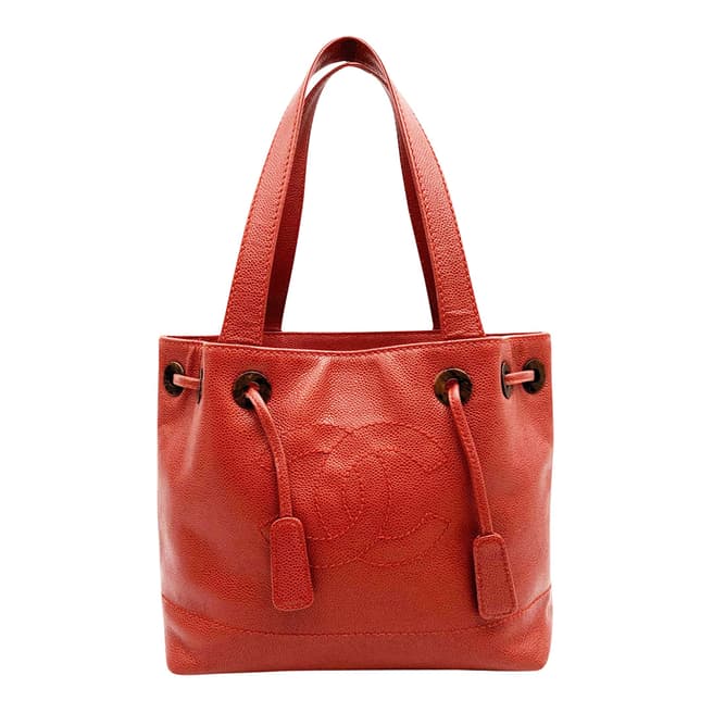 Vintage Chanel Red Chanel Coco Mark Tote Bag