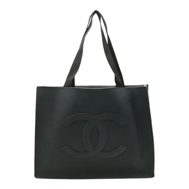 Vintage Chanel Black Chanel Logo Cc Tote Bag
