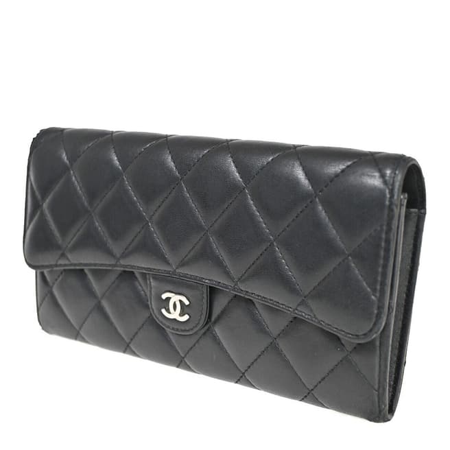 Vintage Chanel Black Chanel Classic Flap Wallet 