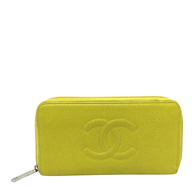 Vintage Chanel Yellow Chanel Logo Cc Wallet - AB