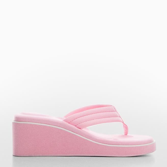Mango Pink Quilted Thong Platform Sandals