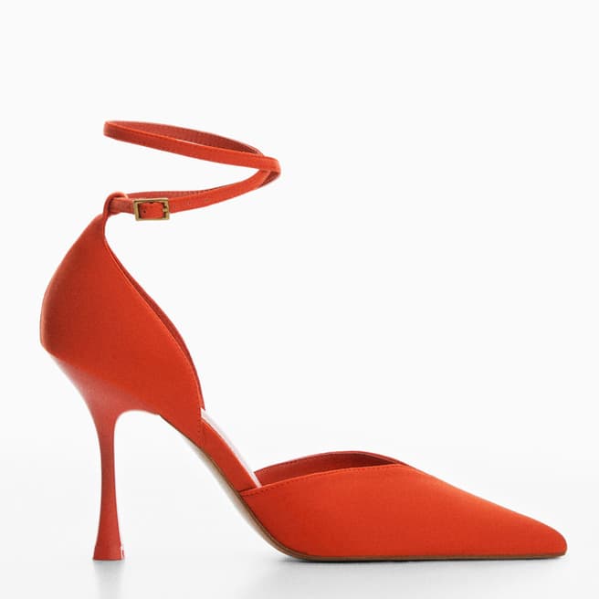 Mango Red Pointed Toe Heeled Shoes