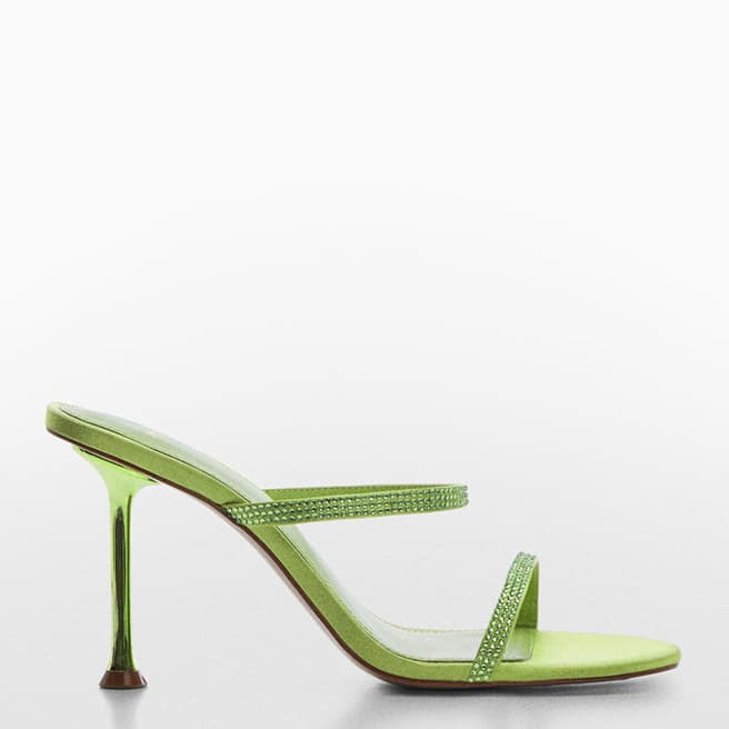 Mango Green Rhinestone Strappy Heeled Sandals