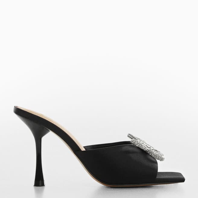 Mango Black Rhinestone Detail Heeled Sandals