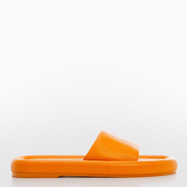 Mango Yellow Leather Slide Flat Sandals