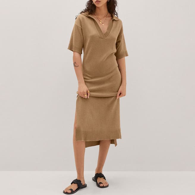Mango Tobacco Brown Knitted Dress 