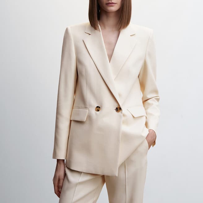 Mango Nude Double-breasted Suit Blazer