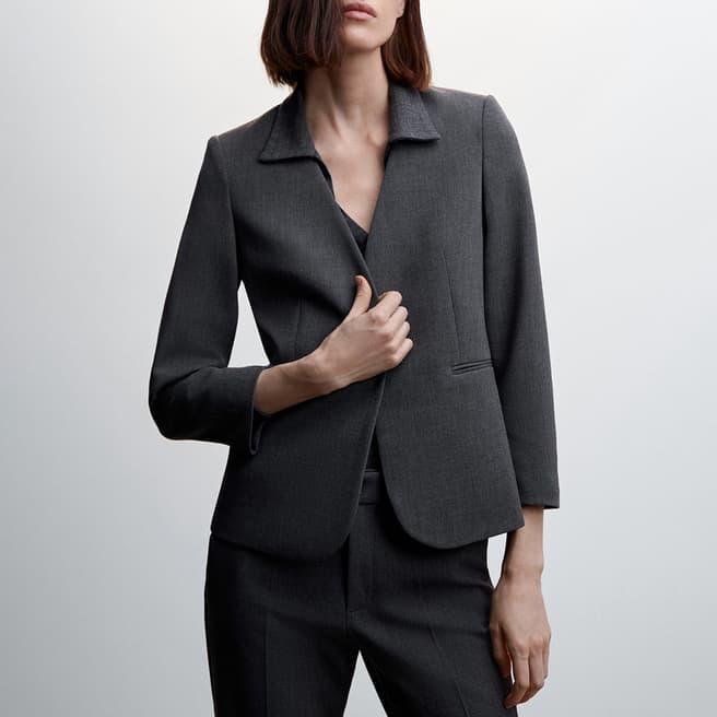 Mango Grey Collarless Suit Jacket