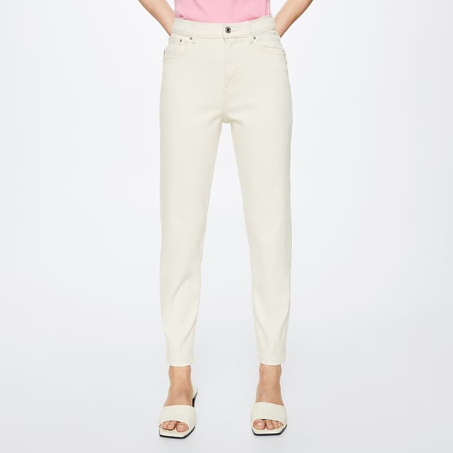 Mango Off White Mom High Rise Jeans
