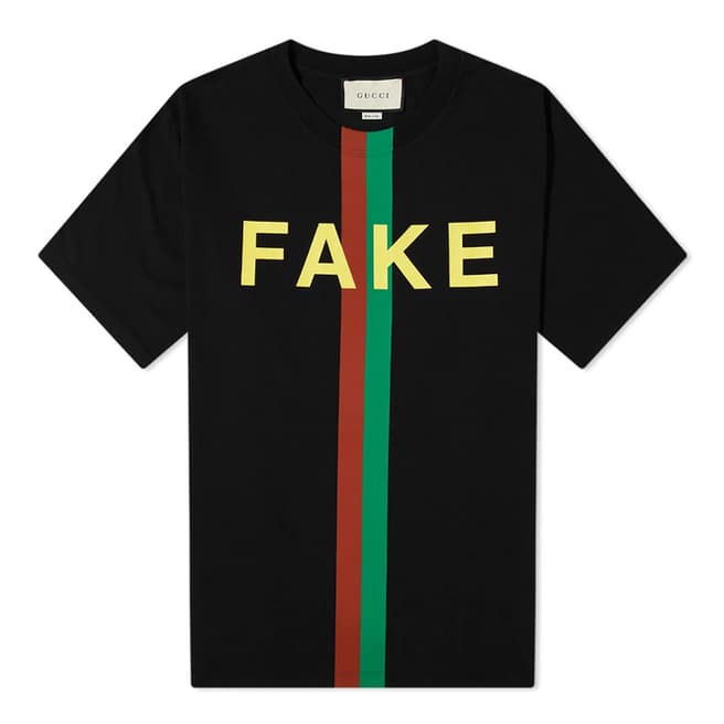 Gucci Gucci Fake Not Printed T-Shirt Black
