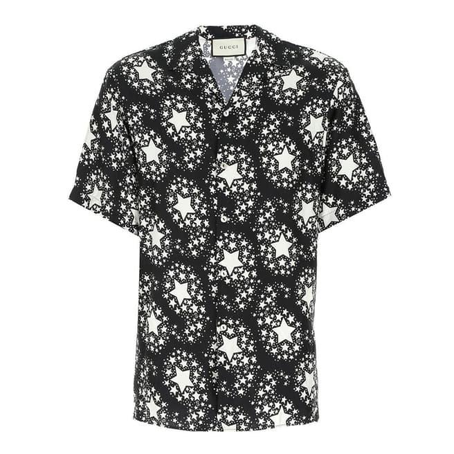 Gucci Gucci Black Silk Star Print Bowling Shirt