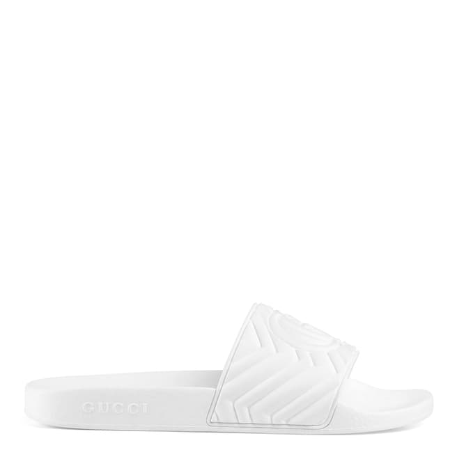 Gucci Size 7 Only- Men's White Quilted Slides