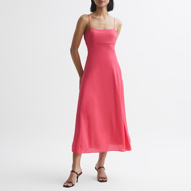 Reiss Pink Bonnie Strappy Midi Dress