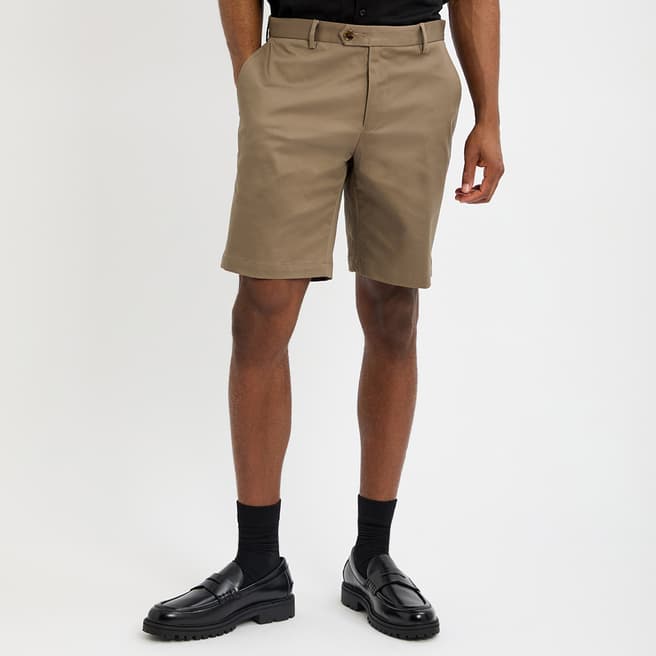 Reiss Taupe Hampton Cotton Blend Casual Chino Shorts