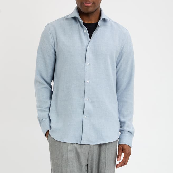 Reiss Soft Blue Chaser Brushed Cotton Shirt
