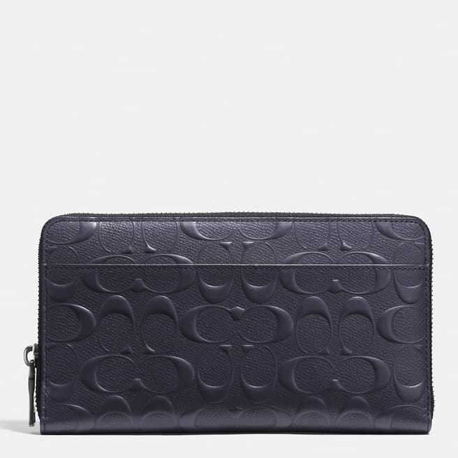 Coach Navy Document Wallet In Signature Leather