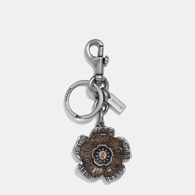 Coach Black Metal And Resin Tea Rose Bag Charm