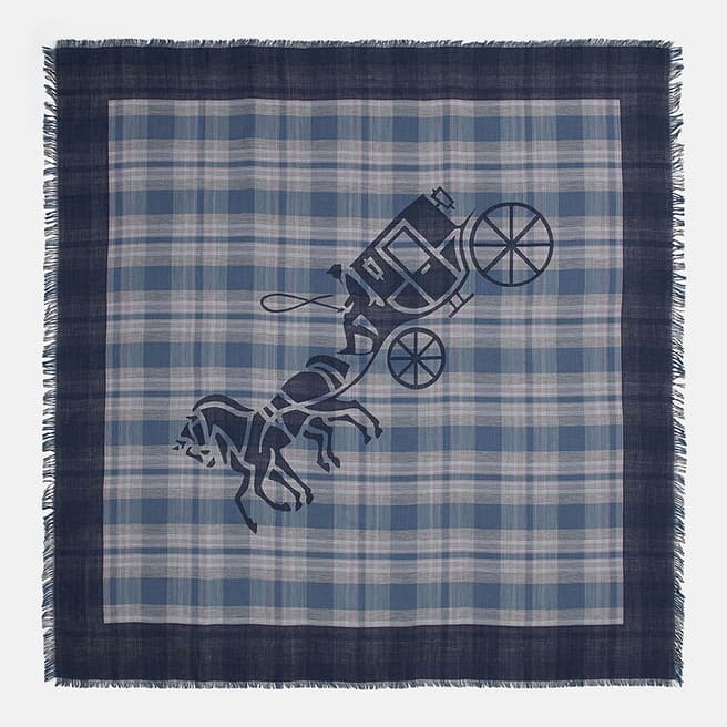 Coach Denim Horse And Carriage Plaid Oversized Square